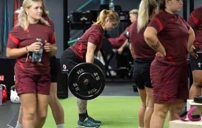 020925 - Wales Women Gym Session -  Bethan Lewis during a gym training session ahead of their final Women’s Rugby World Cup match against Fiji