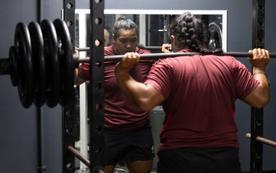 020925 - Wales Women Gym Session - Sisilia Tuipulotu  during a gym training session ahead of their final Women’s Rugby World Cup match against Fiji