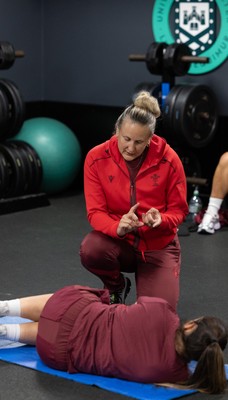 020925 - Wales Women Gym Session - Jo Perkins, physio,  during a gym training session ahead of their final Women’s Rugby World Cup match against Fiji