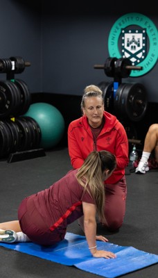 020925 - Wales Women Gym Session - Jo Perkins, physio,  during a gym training session ahead of their final Women’s Rugby World Cup match against Fiji