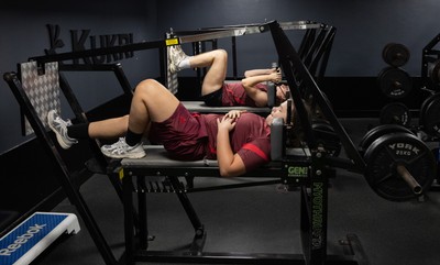 020925 - Wales Women Gym Session - Maisie Davies during a gym training session ahead of their final Women’s Rugby World Cup match against Fiji