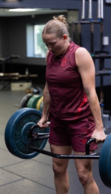020925 - Wales Women Gym Session - Carys Cox during a gym training session ahead of their final Women’s Rugby World Cup match against Fiji