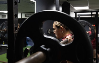 020925 - Wales Women Gym Session - Courtney Keight during a gym training session ahead of their final Women’s Rugby World Cup match against Fiji