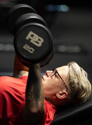180825 - Wales Women Gym Session - Donna Rose during a Wales Women weights session ahead of their first Women’s Rugby World Cup match against Scotland