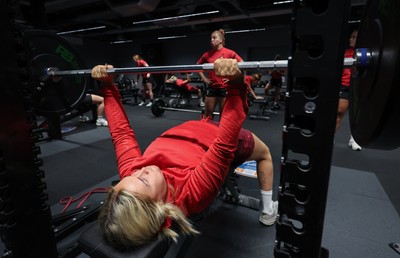180825 - Wales Women Gym Session - Alex Callendar during a Wales Women weights session ahead of their first Women’s Rugby World Cup match against Scotland