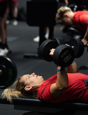 180825 - Wales Women Gym Session - Kerin Lake during a Wales Women weights session ahead of their first Women’s Rugby World Cup match against Scotland