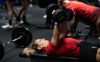 180825 - Wales Women Gym Session - Kerin Lake during a Wales Women weights session ahead of their first Women’s Rugby World Cup match against Scotland