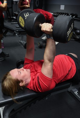 180825 - Wales Women Gym Session - Abbie Fleming during a Wales Women weights session ahead of their first Women’s Rugby World Cup match against Scotland
