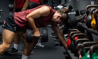180825 - Wales Women Gym Session - Jasmine Joyce during a Wales Women weights session ahead of their first Women’s Rugby World Cup match against Scotland