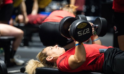 180825 - Wales Women Gym Session - Kerin Lake during a Wales Women weights session ahead of their first Women’s Rugby World Cup match against Scotland