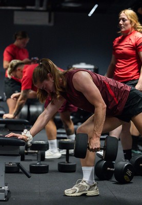180825 - Wales Women Gym Session - Lisa Neumann during a Wales Women weights session ahead of their first Women’s Rugby World Cup match against Scotland