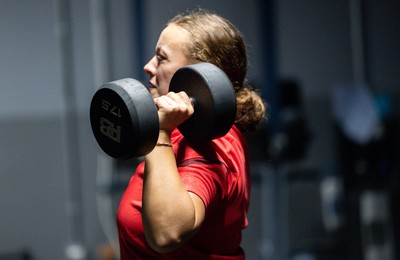 180825 - Wales Women Gym Session - Lleucu George during a Wales Women weights session ahead of their first Women’s Rugby World Cup match against Scotland