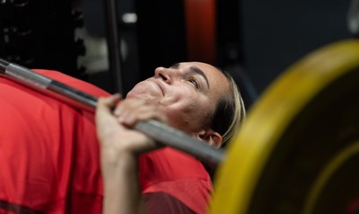 180825 - Wales Women Gym Session - Courtney Keight during a Wales Women weights session ahead of their first Women’s Rugby World Cup match against Scotland