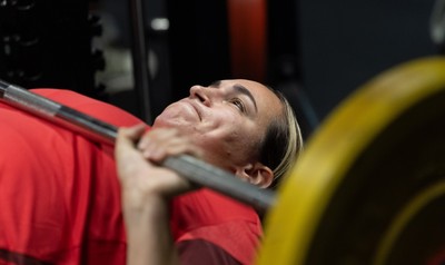 180825 - Wales Women Gym Session - Courtney Keight during a Wales Women weights session ahead of their first Women’s Rugby World Cup match against Scotland