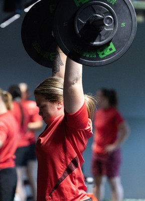 180825 - Wales Women Gym Session - Maisie Davies during a Wales Women weights session ahead of their first Women’s Rugby World Cup match against Scotland