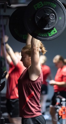 180825 - Wales Women Gym Session - Lisa Neumann during a Wales Women weights session ahead of their first Women’s Rugby World Cup match against Scotland