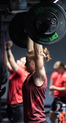 180825 - Wales Women Gym Session - Lisa Neumann during a Wales Women weights session ahead of their first Women’s Rugby World Cup match against Scotland