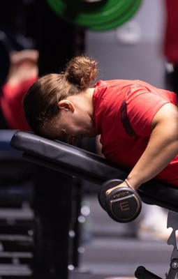 180825 - Wales Women Gym Session - Lleucu George during a Wales Women weights session ahead of their first Women’s Rugby World Cup match against Scotland