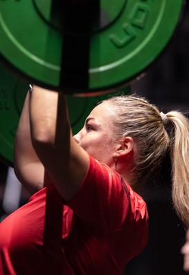 180825 - Wales Women Gym Session - Kelsey Jones during a Wales Women weights session ahead of their first Women’s Rugby World Cup match against Scotland