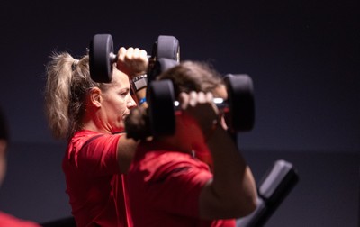 180825 - Wales Women Gym Session - Kerin Lake during a Wales Women weights session ahead of their first Women’s Rugby World Cup match against Scotland
