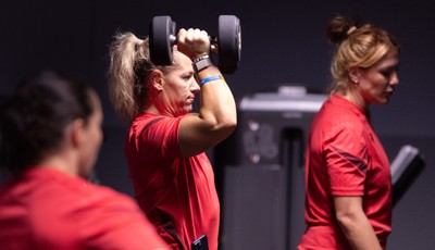 180825 - Wales Women Gym Session - Kerin Lake during a Wales Women weights session ahead of their first Women’s Rugby World Cup match against Scotland