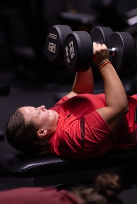 180825 - Wales Women Gym Session - Lleucu George during a Wales Women weights session ahead of their first Women’s Rugby World Cup match against Scotland