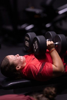 180825 - Wales Women Gym Session - Lleucu George during a Wales Women weights session ahead of their first Women’s Rugby World Cup match against Scotland