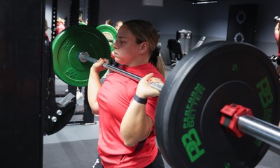 180825 - Wales Women Gym Session - Jenni Scoble during a Wales Women weights session ahead of their first Women’s Rugby World Cup match against Scotland