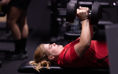 180825 - Wales Women Gym Session - Bethan Lewis during a Wales Women weights session ahead of their first Women’s Rugby World Cup match against Scotland