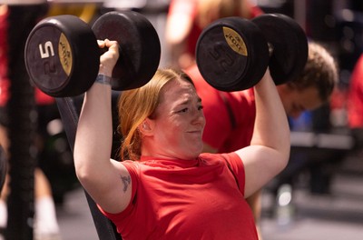 180825 - Wales Women Gym Session - Abbie Fleming during a Wales Women weights session ahead of their first Women’s Rugby World Cup match against Scotland