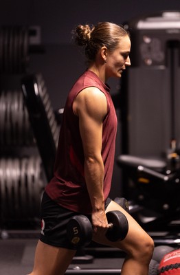 180825 - Wales Women Gym Session - Jasmine Joyce during a Wales Women weights session ahead of their first Women’s Rugby World Cup match against Scotland