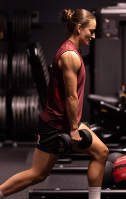 180825 - Wales Women Gym Session - Jasmine Joyce during a Wales Women weights session ahead of their first Women’s Rugby World Cup match against Scotland