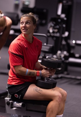 180825 - Wales Women Gym Session - Keira Bevan during a Wales Women weights session ahead of their first Women’s Rugby World Cup match against Scotland