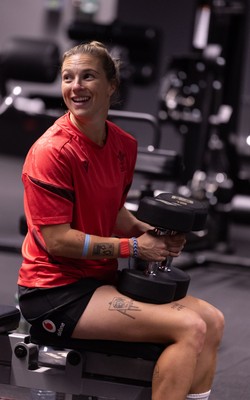 180825 - Wales Women Gym Session - Keira Bevan during a Wales Women weights session ahead of their first Women’s Rugby World Cup match against Scotland