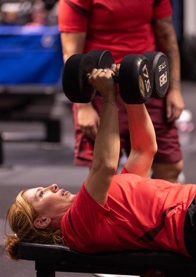 180825 - Wales Women Gym Session - Georgia Evans during a Wales Women weights session ahead of their first Women’s Rugby World Cup match against Scotland