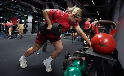 180825 - Wales Women Gym Session - Courtney Keight during a Wales Women weights session ahead of their first Women’s Rugby World Cup match against Scotland