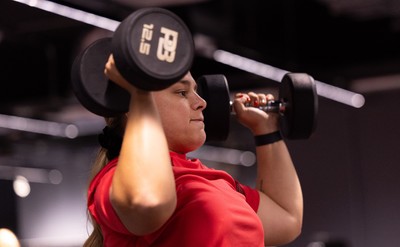 180825 - Wales Women Gym Session - Jenni Scoble during a Wales Women weights session ahead of their first Women’s Rugby World Cup match against Scotland