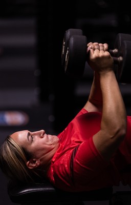 180825 - Wales Women Gym Session - Courtney Keight during a Wales Women weights session ahead of their first Women’s Rugby World Cup match against Scotland