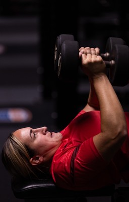 180825 - Wales Women Gym Session - Courtney Keight during a Wales Women weights session ahead of their first Women’s Rugby World Cup match against Scotland