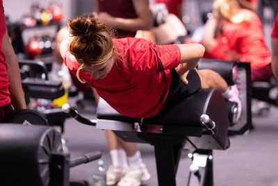 180825 - Wales Women Gym Session - Georgia Evans during a Wales Women weights session ahead of their first Women’s Rugby World Cup match against Scotland