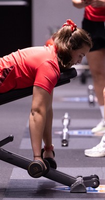 180825 - Wales Women Gym Session - Branwen Metcalfe during a Wales Women weights session ahead of their first Women’s Rugby World Cup match against Scotland