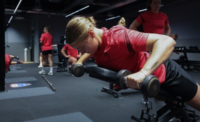 180825 - Wales Women Gym Session - Tilly Vucaj during a Wales Women weights session ahead of their first Women’s Rugby World Cup match against Scotland