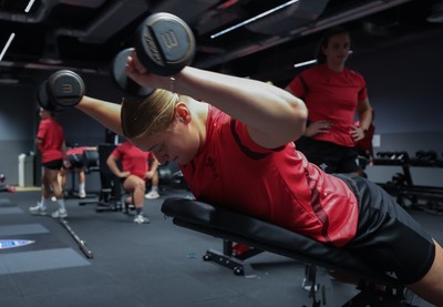 180825 - Wales Women Gym Session - Tilly Vucaj during a Wales Women weights session ahead of their first Women’s Rugby World Cup match against Scotland