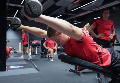 180825 - Wales Women Gym Session - Tilly Vucaj during a Wales Women weights session ahead of their first Women’s Rugby World Cup match against Scotland