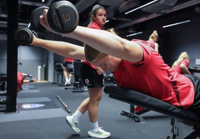 180825 - Wales Women Gym Session - Tilly Vucaj during a Wales Women weights session ahead of their first Women’s Rugby World Cup match against Scotland