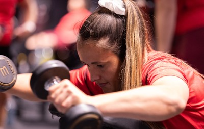 180825 - Wales Women Gym Session - Kayleigh Powell during a Wales Women weights session ahead of their first Women’s Rugby World Cup match against Scotland