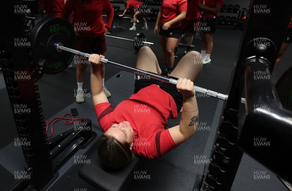 180825 - Wales Women Gym Session - Maisie Davies during a Wales Women weights session ahead of their first Women’s Rugby World Cup match against Scotland