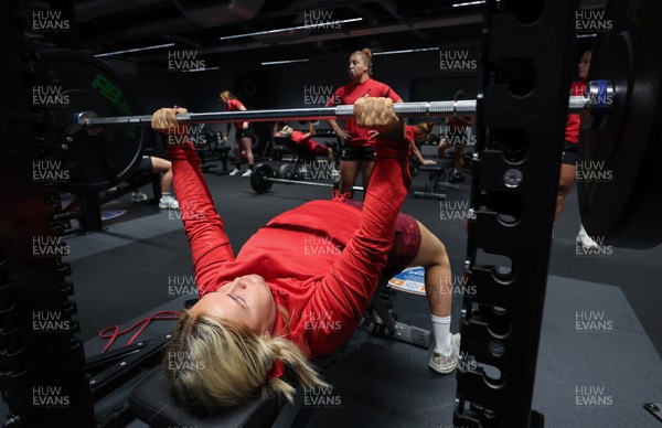 180825 - Wales Women Gym Session - Alex Callendar during a Wales Women weights session ahead of their first Women’s Rugby World Cup match against Scotland