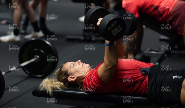180825 - Wales Women Gym Session - Kerin Lake during a Wales Women weights session ahead of their first Women’s Rugby World Cup match against Scotland