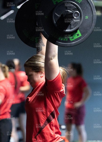 180825 - Wales Women Gym Session - Maisie Davies during a Wales Women weights session ahead of their first Women’s Rugby World Cup match against Scotland